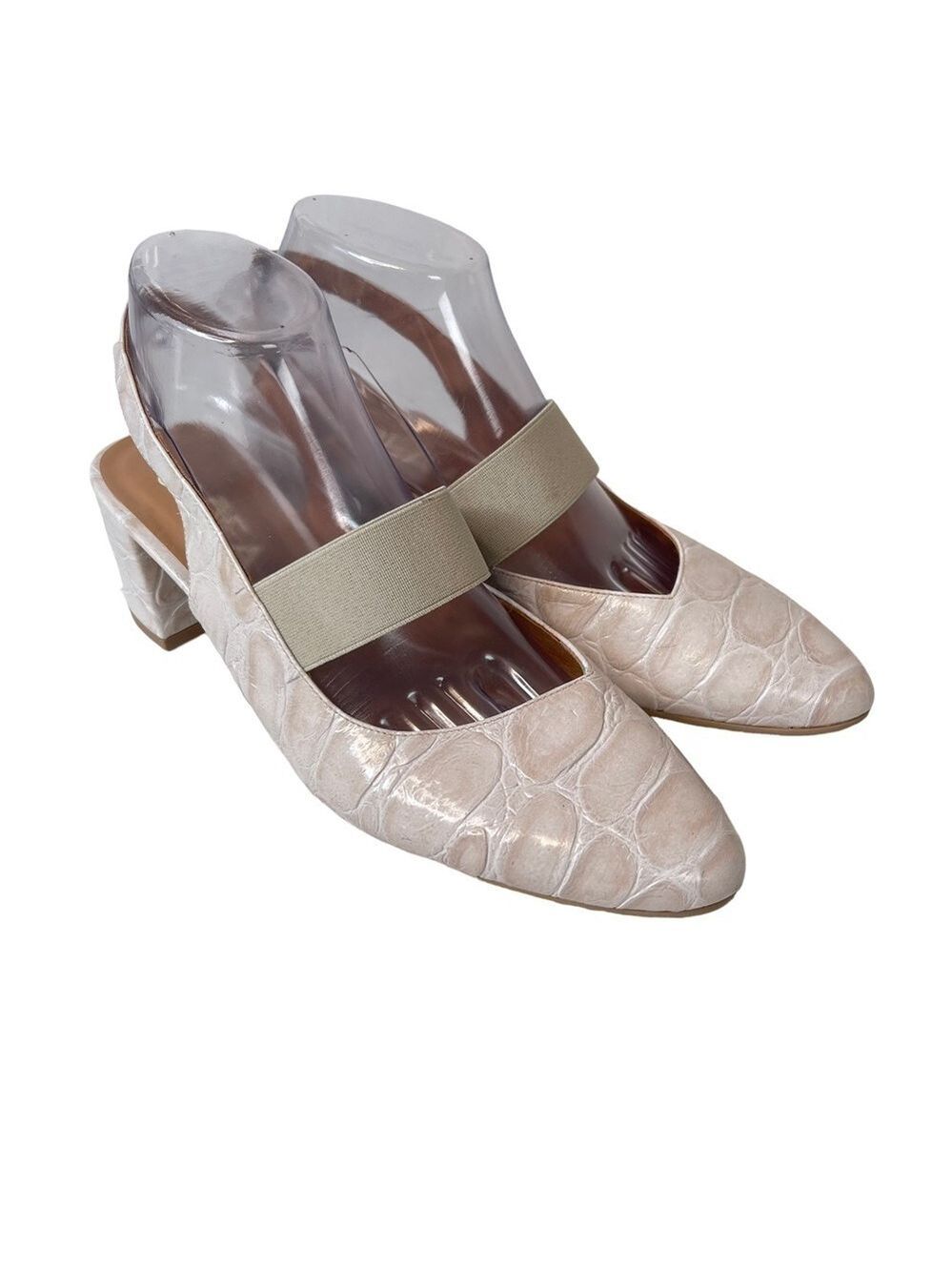 Gadea by Lodi Croc Embossed Slingback Block Heels Euro 41 Quiet Luxury